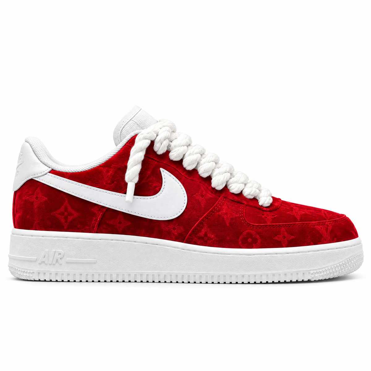 Air Force 1 personalizadas en terciopelo rojo