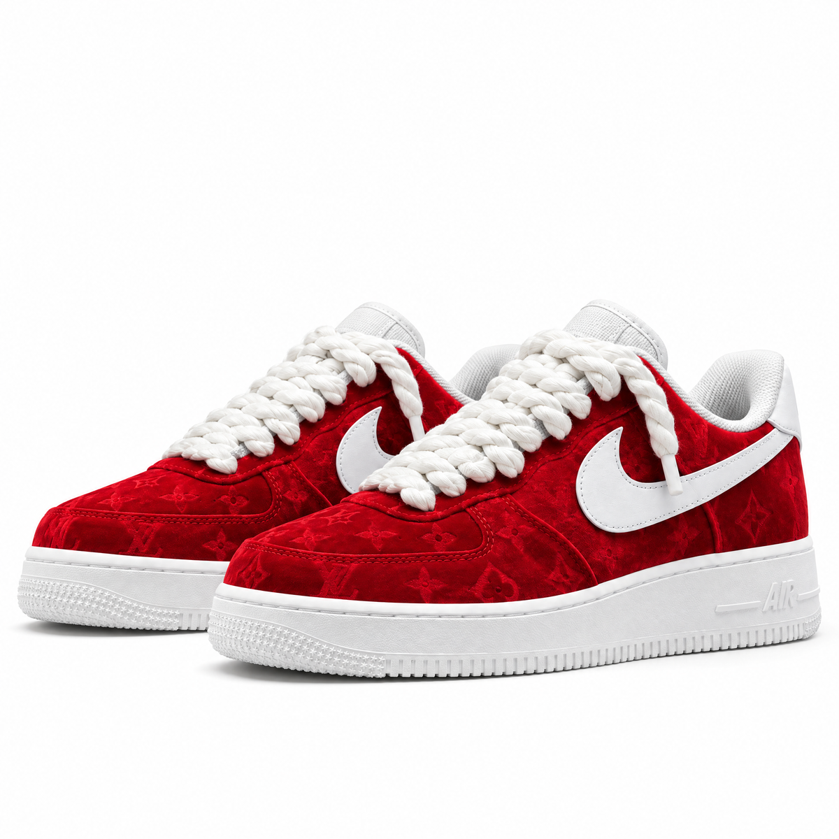 Air Force 1 personalizadas en terciopelo rojo